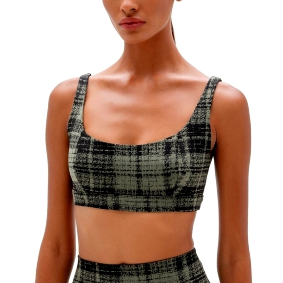 ONA by Yoon Plaid Pattern Scoopneck Sports Bra L - Picture 1 of 7